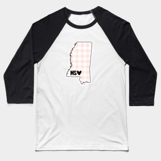 USA States: Mississippi (pink plaid) Baseball T-Shirt